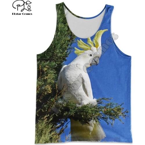 PLstar Cosmos Animal Parrot Flower Bird Retro NewFashion Funny Streetwear 3DPrint Unisex Summer Casual TankTop Vest Mans Top N3