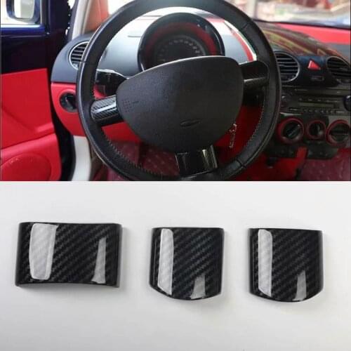 Fit For Volkswagen Beetle 2003-2010 3PCS Bright Carbon Fiber ABS Car Interior Steering Wheel Cover Trim Moldings Car Styling