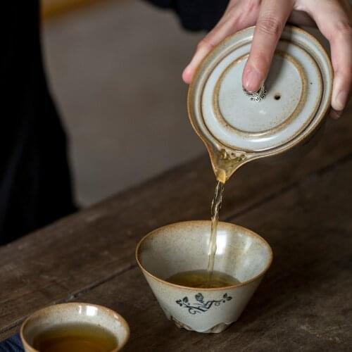 Travel Tea Set Retro Japanese Tea Cup Ceramic Small Portable Office Tea Set Vintage Porcelain Jogo De Xicaras Teaware EF60CJ