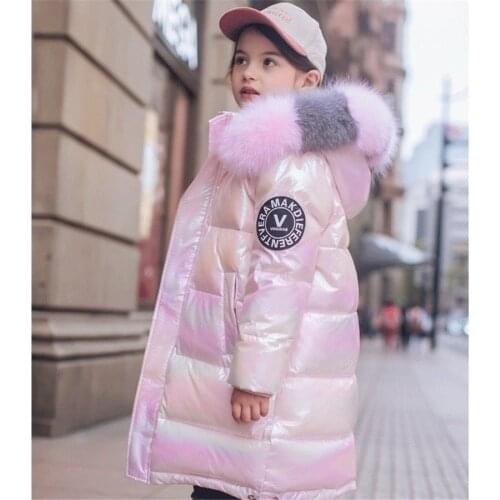 2021 Russian Winter Down Jacket For Girls Waterproof Shiny Warm Girls Winter Coat 5-14 Years Teenage Girl Parka Snowsuit 5.0