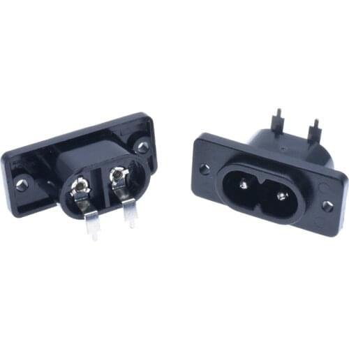 10Pcs Right Angle Male Plug IEC320 C8 Power Socket Connector with Fixed with screw holes AC 250V 2.5A