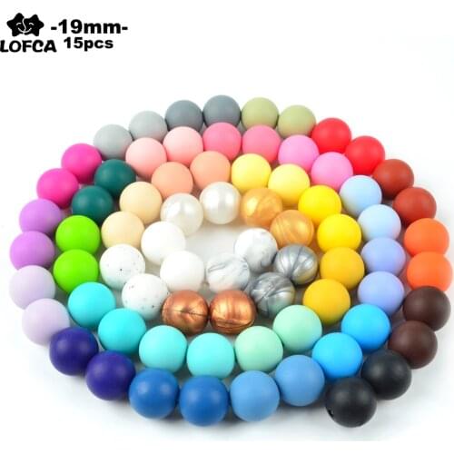 LOFCA Silicone Beads 19mm Pearl 15pcs Teether Baby Ball Teether Necklace Wholesale Nursing Beads Oral Care Mom Baby Toy Holder