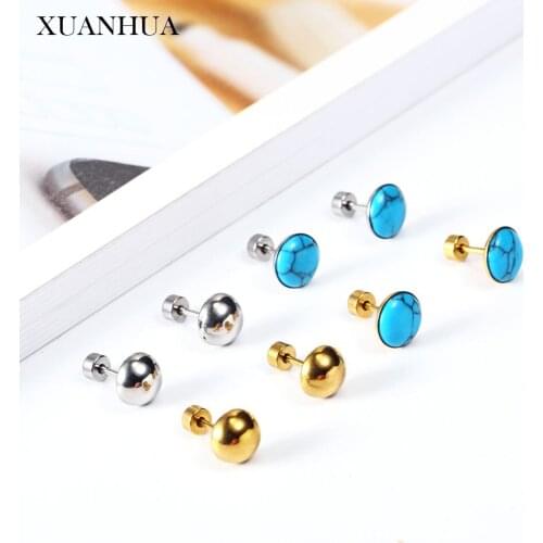 XUANHUA Charm Steel Ball Stud Earrings For Women Stainless Steel Jewelry Woman Vogue 2019 Fine Jewelry Accessories Bohemian