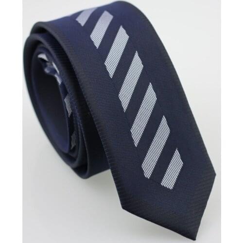 YIBEI Coachella Adults Ties SKINNY Black Bordered Neckties NARROW Navy & Silver Diagonal Stripes Cravatta Business SLIM Neck Tie