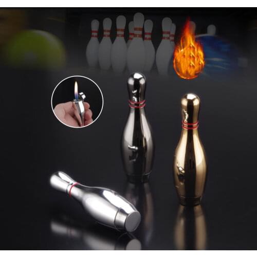 Bowling Grinding Wheel Open Flame Gas Lighter Creative Electroplating Flip Cigar Lighter Portable Smoking Accessories