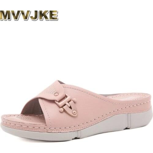 MVVJKESummer Casual flip flops Women Platform Bath Slippers Wedge Sandals Beach Slippers Calzado Mujer Fashion Womens Slippers