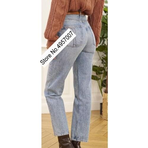 Ladies High Waist Blue Denim Pants - Women Autumn Winter Vintage Style Jeans