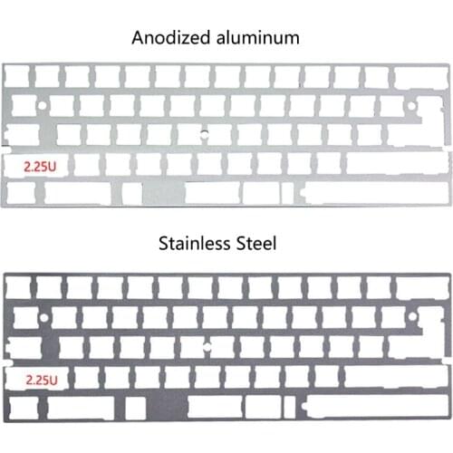 1PC 2.25U Left Shift Aluminum Alloy Plate 60% DZ60 Plate for DIY Mechanical Keyboard Stainless Steel Plate GH60