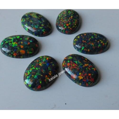 20pcs/lot 13x18mm op32 synthetic Black Fire Opal Oval Cabochon Opal Stone for DIY Jewelry
