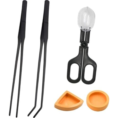 5-Piece Reptile Feeding Tools Bug Feeding Clamp Tweezers and Dish for Gecko