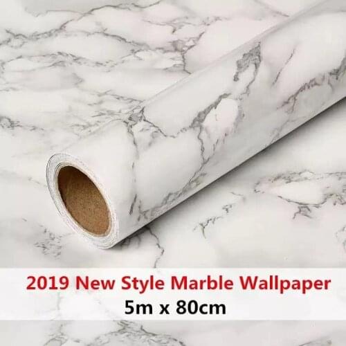 5mx80cm Thick Marble Paste Wall Stickers Oil-Proof Cabinet Dining Table Countertop Furniture Renovation Self-Adhesive Wallpaper