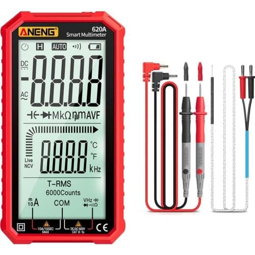 620A LCD Digital Smart Multimeter Transistor Testers 6000 Counts True RMS Auto Electrical Capacitance Meter Temp Resistance