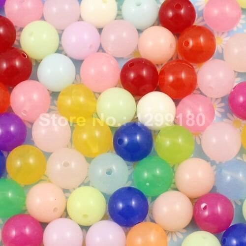 100pcs/lot Mixed Jelly Style Acrylic Round Beads AAA Beads for kids Necklace Bracelet DIY Jeweley 12mm (K01734)