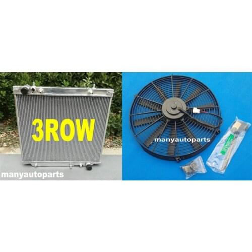 Aluminum Radiator+FAN For MITSUBISHI 1994-2005 DELICA SPACE GEAR 2.5 2.8 2 row 94 95 96 97 98 99 00 01 02 03 04