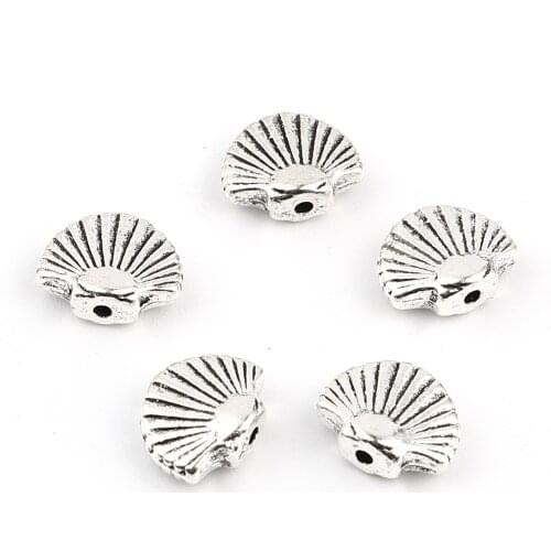 DoreenBeads Ocean Jewelry Spacer Beads Scallop Star Fish Antique Silver Color Loose Beads DIY Making Bracelets Jewelry,50PCs