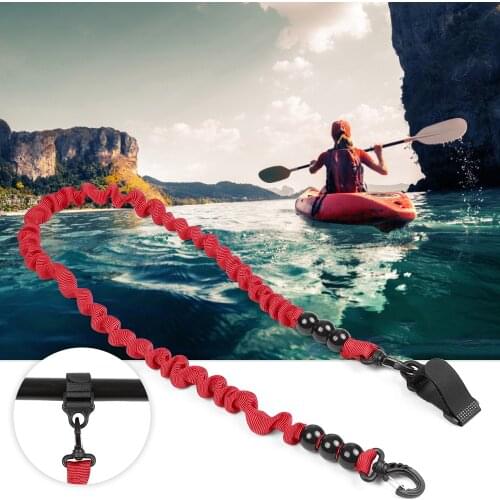 Elastic Paddle Leash Kayak Canoe Safety Fishing Rod Rowing Boats Lanyard Cord Tie Rope Paddle Leash with Beads