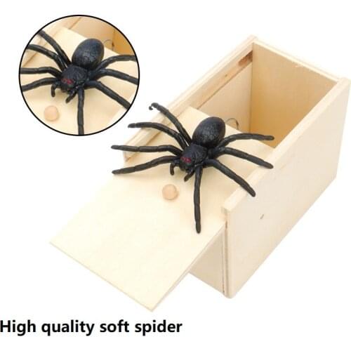 Creative Trick Toys Frightening Props Spider Wooden Box Artifact Frightening Gift Novelty Hilarious Scary Box