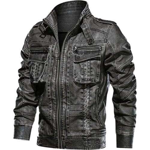 Mens Leather Jacket Spring Autumn Men Vintage Motorcycle Faux Leather Jacket Fashion Jacket PU Leather Jacket Large Size