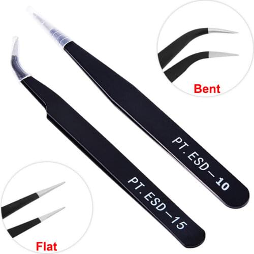 Stainless Steel Black Curved Straight Eyebrow Tweezers Nipper Rhinestone Gem Picking False Eyelash Tweezers Tool Nail Art Tools