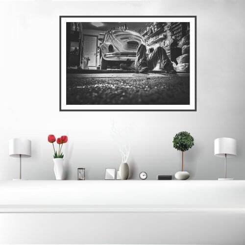 Car Repair Shop Man Poster Canvas Print Painting Wall Art Living Room Home Decoration