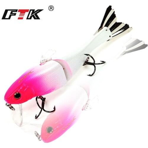 FTK Fishing Lure 13g 95mm Swimbait Pike Lure Hard Baits for Bass Trout Sinking Wobblers 2 Segments Multi Jointed Metal tail