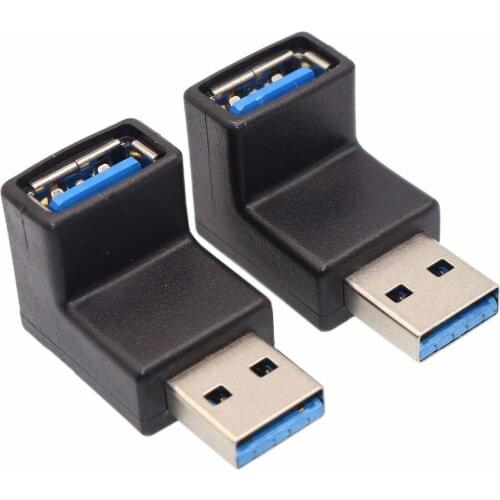 Right Angle USB Adapter, USB3.0 AM to AF L Shape Converter Adapter USB 3.0 A Male to A Female 90 Degree Angle Plug(Pack of 2)
