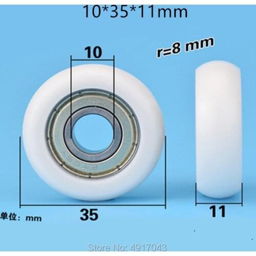 Free shipping 10 pcs Pulley mechanical hardware 6000ZZ bearing roller pom plastic bag Palin wheel nylon guide wheel 10*35*11mm