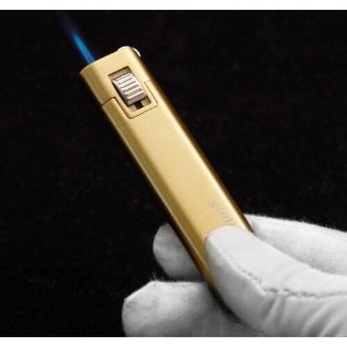 Jet Torch Lighter Grinding wheel lighter Windproof Refillable Butane Gas Blue Flame Metal Lighter