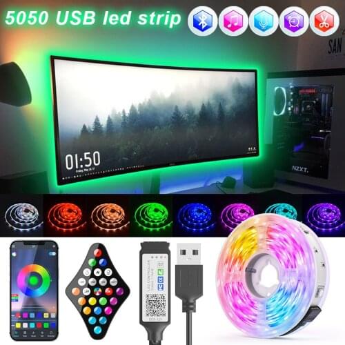 Led Strip USB 5050 RGB Bluetooth 5V Led Lights TV BackLight Room Decoration Neon Waterproof Led Tape Diode Flexible Ribbon