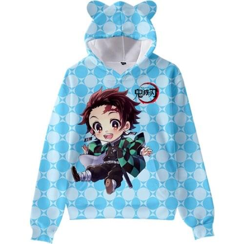 3D Print Demon Slayer Men Hoodie Pullovers Boys/Girls Kids Cute Cat Ears Men Hoodie Pullover Sweatshirts Hooded Autumn Winter