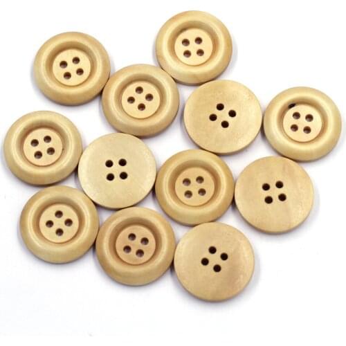 Solid Natural Wood Sewing Buttons 23mm Round 4 Holes Wooden Button For Clothes Scrapbook Crafts Handwork Kids Apparel Supplies