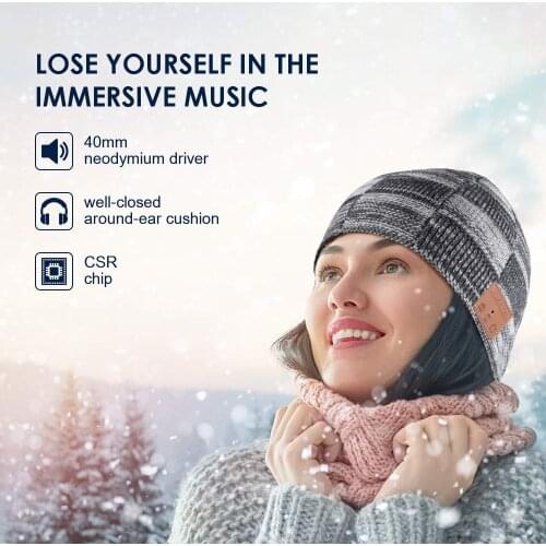 Unisex Beanie Hat Bluetooth Wirless Upgraded Loud Stereo Speaker Unique Awesome Cute Fall Winter Birthday Tech Gifts