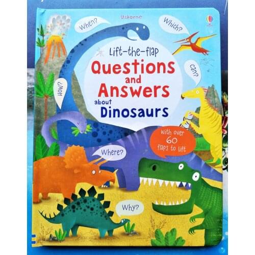 Usborne lift-the-flap Questiones and Answers about dinosaurs English Educational Picture Books Baby kids learning reading gift