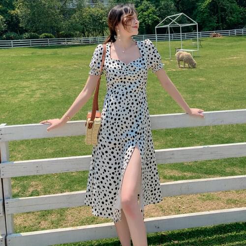 Women Midi White Chiffon Leopard Dress Summer 2020 Runway Korean Slim Casual Party Dress Vintage Tropical Beach Vacation Dresses