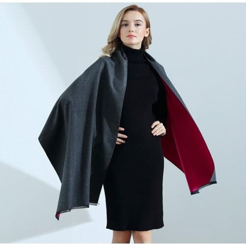 Women/Men Winter Cashmere Scarves High-quality Double-sided Two Solid Color Cashmere Scarf Shawl Thick Warm Pashmina Wraps