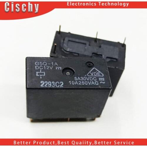 10pcs/lot 100%Original New Relay G5Q-1A 12VDC G5Q-1A-5V DC5V G5Q-1A-12V G5Q-1A-24V G5Q1A DC12V 10A 4pin power Relay