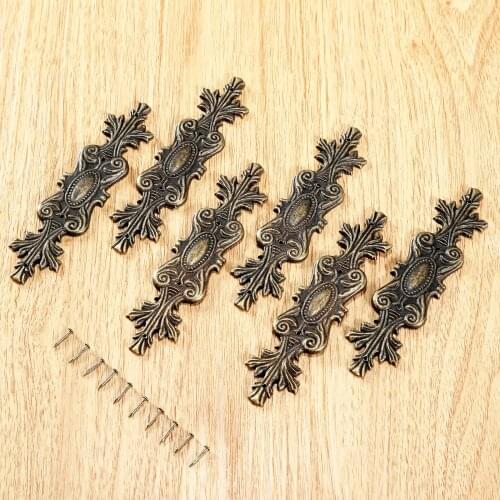 2Pcs Furniture Corner Protector Decorative 10*2.3cm Antique Decorative Corner Bracket for Wooden Box Feet