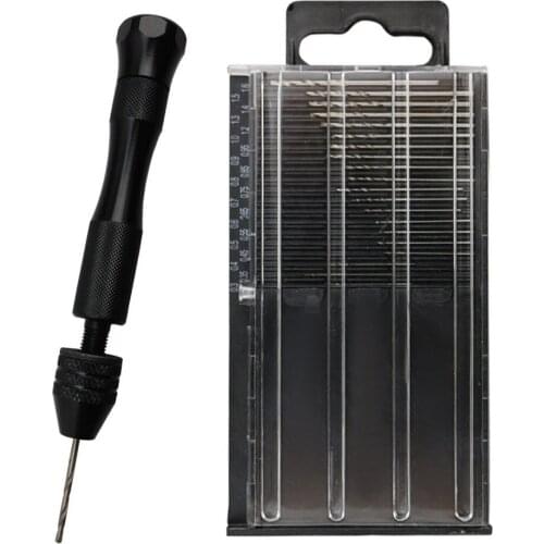 20pcs Mini Micro Twist Drill Bits 0.3mm-3.2mm Aluminum Precision Pin Vise Hand Drill Jewelry Tool Keyless Chuck