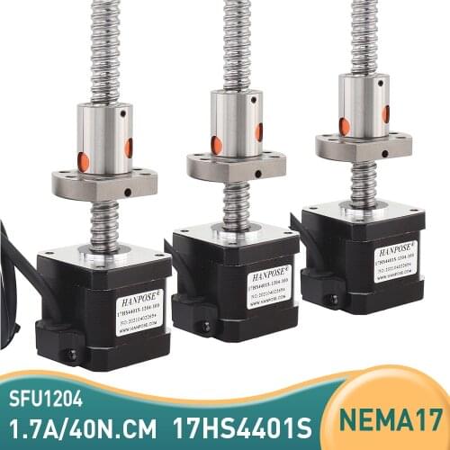 3pcs 17HS4401S-SFU1204 ballscrew nema 17 stepper motor 1.7A 40N.cm 12mm diameter 42BYGH cnc engraving machine 3D printer motor