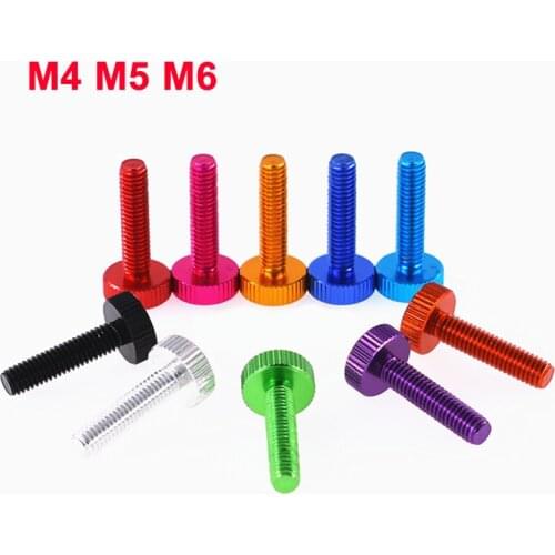 3PCS M4 M5 M6 Aluminum Alloy Knurled Thumb Screws Chassis Side Panel Case Screw DIY Multiple Color Length 8-25mm