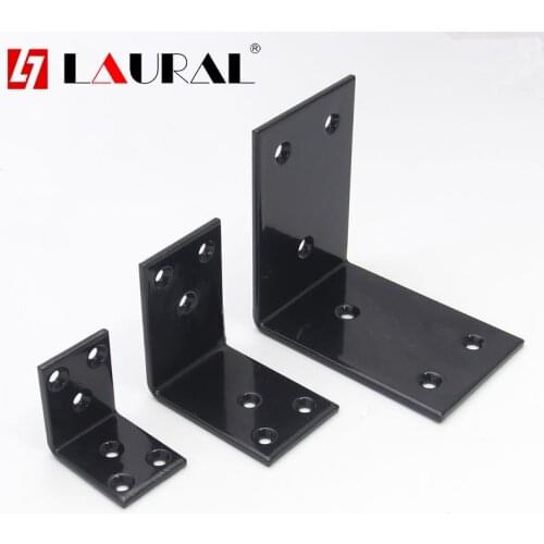 4Pcs Black Spray Corner Code L Right Angle Iron 90 Degree Bracket Connector Layer Plate Bracket Wide L Type Thickness 3.2mm