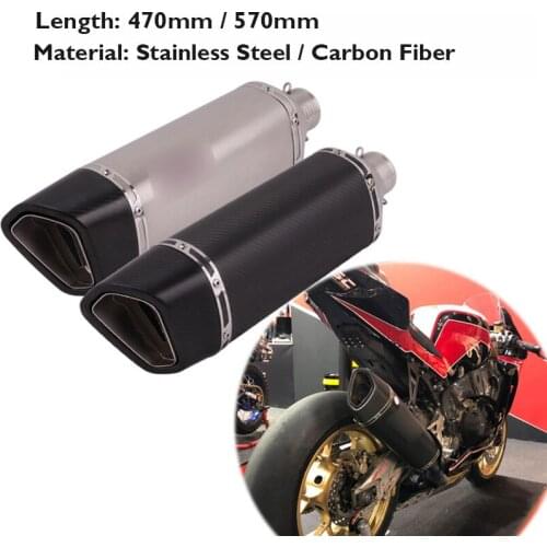 470mm 570mm Motorcycle Exhaust Tip Muffler Carbon Fiber Silencer Pipe for Universal 38-51mm Racing Bike