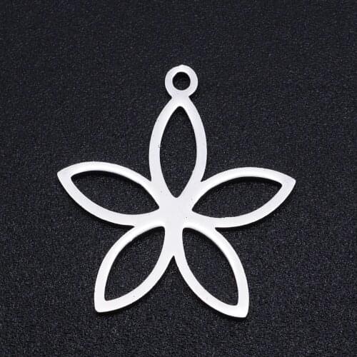 5pcs/lot 20mm Stainless Steel Flower Pendant Bracelet Charms DIY Crafting Jewelry Making Handicraft Accessories Wholesale