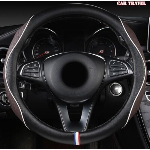 CAR TRAVEL Leather Car Steering Wheel Cover For Toyotas Corolla CHR Avensis RAV4 Auris Yaris Land Cruiser Prado