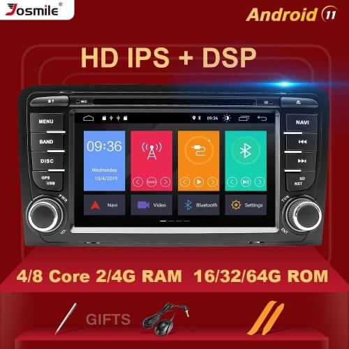 4GB 64GB 2 din Android 11 Car DVD Multimedia Player For Audi A3 8P S3 2003-2012 RS3 Sportback Radio Navigation Stereo Audio DSP