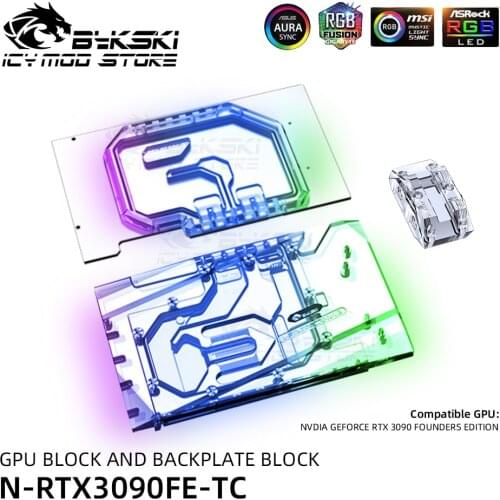 Bykski GPU RGB Water Block Backplate Block For NVIDIA Geforce RTX 3090 Funder Edition Video Cards Liquid Heatsink N-RTX3090FE-TC