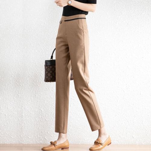 2021 Spring and Autumn Nine-point Suit Pants Womens New Slim Straight Pants High Waist Drape Feet Casual Pants Women