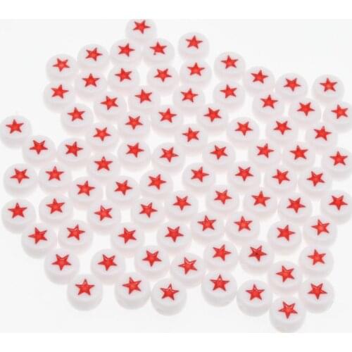 CHONGAI 100Pcs Fashion Jewelry Pentagram Acrylic Flat Round Beads For DIY Craft &Jewelry Making 7mm