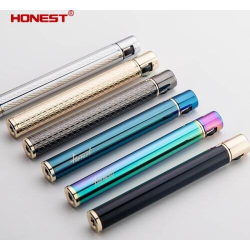 Honest Long Strip Rolling Tray Butane Lighter Cigarette Shape Lighter Gas Lighter Smoking Accessories Gadgets for Men Technology
