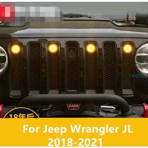 For Jeep Wrangler JL 2018-2021 Modified parts grille net lamp front face small light daytime running light atmosphere decoration